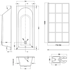 Drench Straight Single Ended Curved Bath & Shower Screen