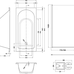 Drench Straight Single Ended Curved Bath & Shower Screen