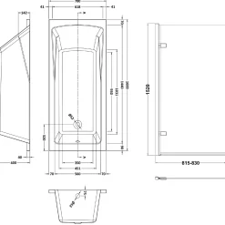 Drench Straight Single Ended Square Bath & Shower Screen