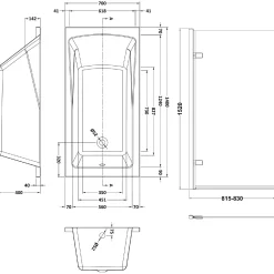 Drench Straight Single Ended Square Bath & Shower Screen