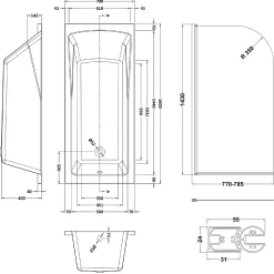 Drench Straight Single Ended Square Bath & Shower Screen