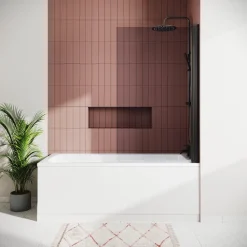 Drench Straight Single Ended Square Bath & Matt Black Shower Screen