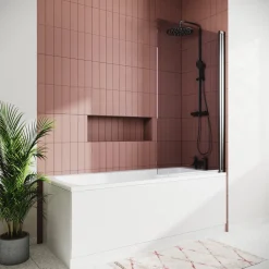 Drench Straight Single Ended Square Bath & Matt Black Shower Screen