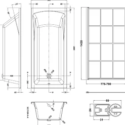 Drench Straight Single Ended Square Bath & Matt Black Shower Screen