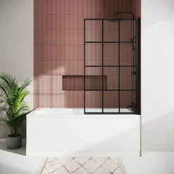 Drench Straight Single Ended Square Bath & Matt Black Shower Screen