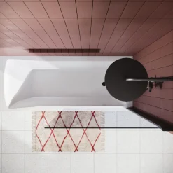 Drench Straight Single Ended Square Bath & Matt Black Shower Screen