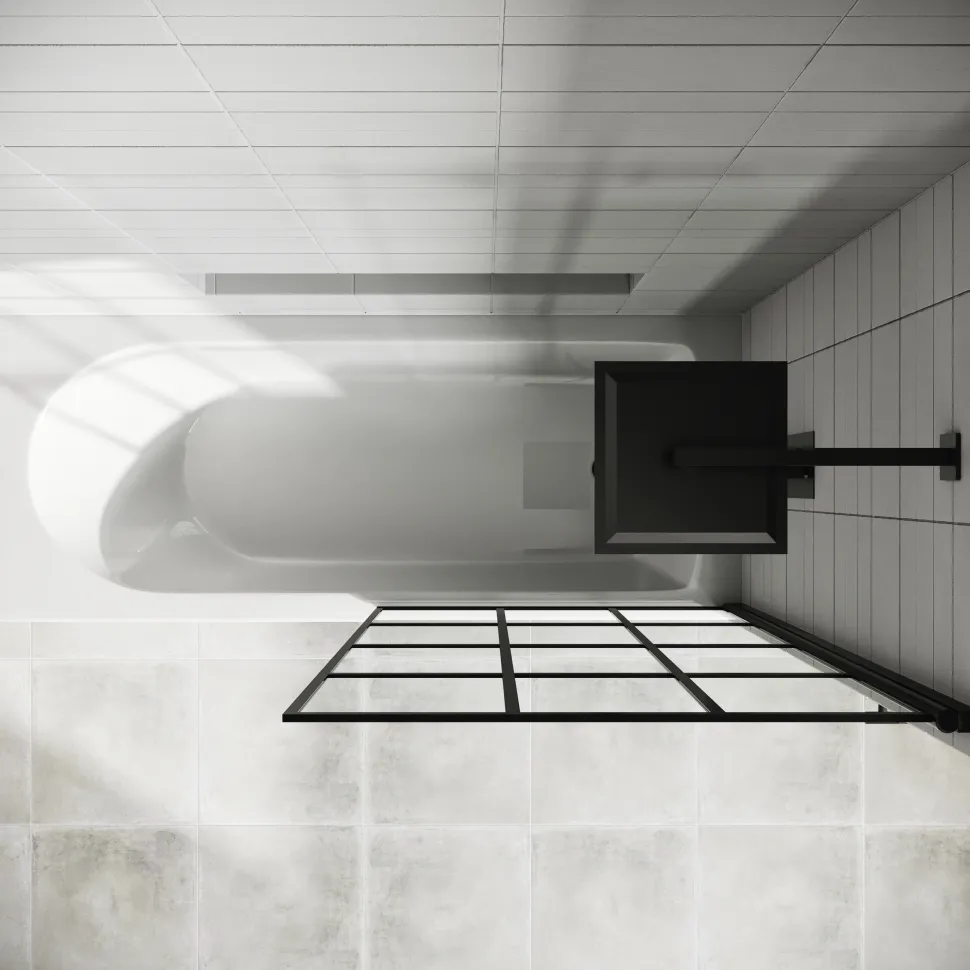 Drench Straight Single Ended Curved Bath & Matt Black Shower Screen