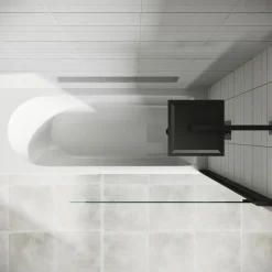 Drench Straight Single Ended Curved Bath & Matt Black Shower Screen