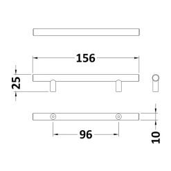 Drench T Bar Furniture Handle - 96mm Centres