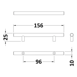 Drench T Bar Furniture Handle - 96mm Centres