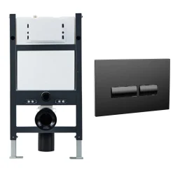 Drench Under Window Wall Hung Toilet Frame, Pneumatic Concealed Cistern & Dual Flush Plate with Angular Buttons