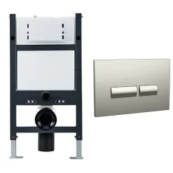 Drench Under Window Wall Hung Toilet Frame, Pneumatic Concealed Cistern & Dual Flush Plate with Angular Buttons