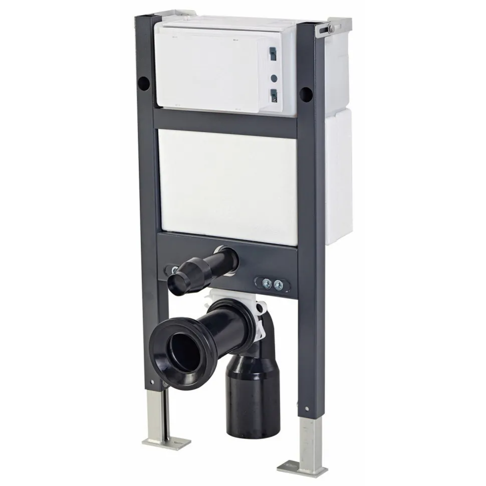 Drench Under Window Wall Hung Toilet Frame, Pneumatic Concealed Cistern & Dual Flush Plate with Round Buttons