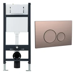 Drench Wall Hung Toilet Frame, Pneumatic Concealed Cistern & Dual Flush Plate with Round Buttons