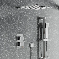 Drew Square Concealed Shower Valve with Fixed Head & Slide Rail Kit
