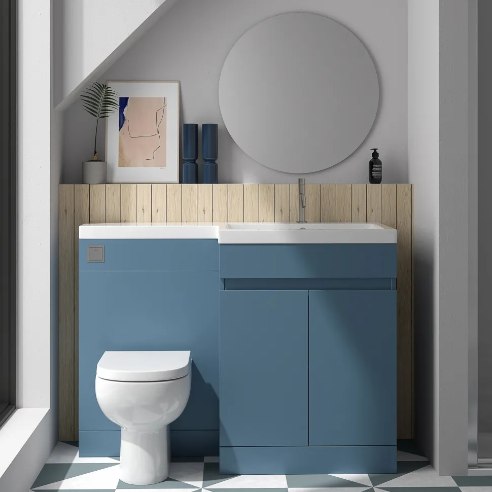 Dylan 1100mm Combination Basin & Toilet Unit - Blue