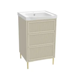 Elara 500mm Floorstanding Stone Fluted Vanity Unit & Basin with Leg Set