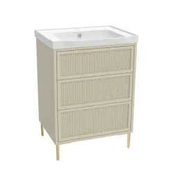 Elara 600mm Floorstanding Stone Fluted Vanity Unit & Basin with Leg Set