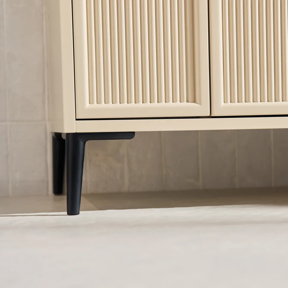 Elara 1000mm Floorstanding Stone Fluted Vanity Unit & Basin with Leg Set