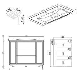 Elara 1000mm Floorstanding Vanity Unit & Basin with Leg Set