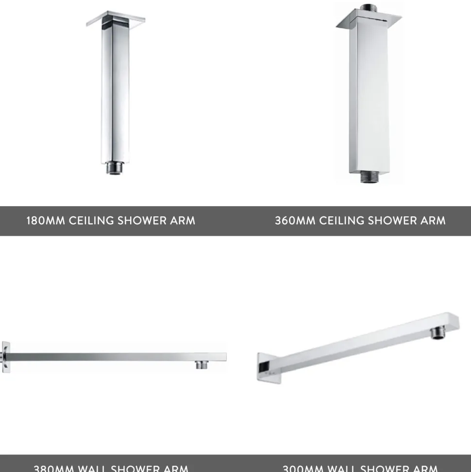 Elijah Concealed Shower Valve with Fixed Head, Slide Rail Kit & Overflow Bath Filler