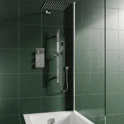 Elijah Concealed Shower Valve with Fixed Head, Slide Rail Kit & Overflow Bath Filler