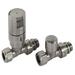 EliteHeat Straight Thermostatic Radiator Valves - Nickel