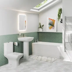 Emily Compact Bathroom Suite with Rimless Toilet & Space Saving Bath