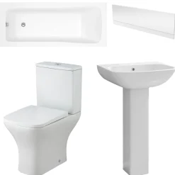 Emily Compact Bathroom Suite with Rimless Toilet & Space Saving Bath