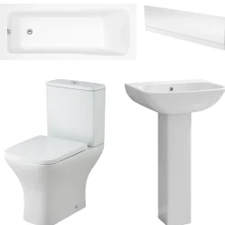 Emily Compact Bathroom Suite with Rimless Toilet & Space Saving Bath