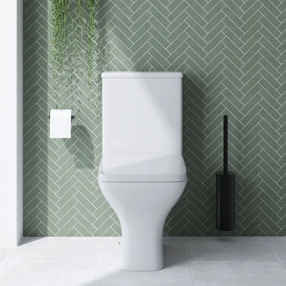 Emily Compact Bathroom Suite with Rimless Toilet & Space Saving Bath