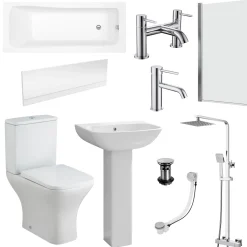 Emily Complete Bathroom Suite with Shower Bath & Rimless Toilet