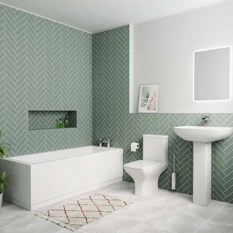Emily Complete Bathroom Suite with Reinforced Bath & Rimless Toilet