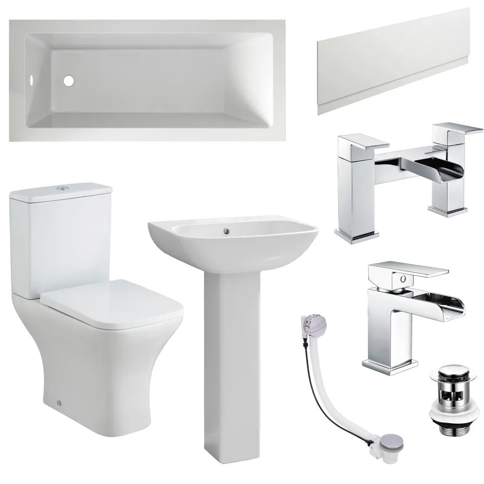 Emily Complete Bathroom Suite with Reinforced Bath & Rimless Toilet