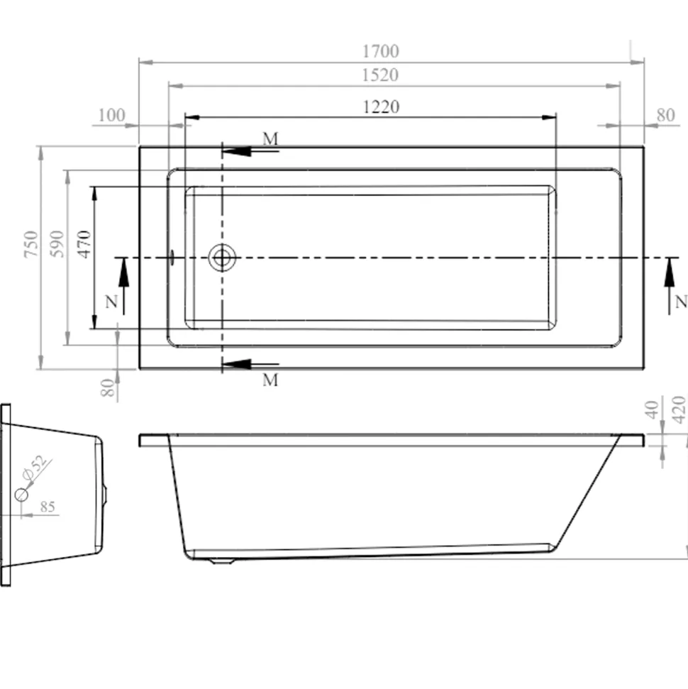 Emily Complete Bathroom Suite with Reinforced Bath & Rimless Toilet