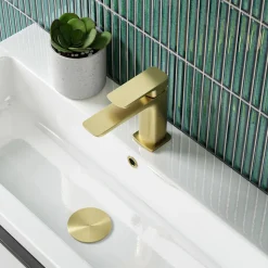 Emily Complete Brushed Brass Bathroom Suite with Reinforced Shower Bath & Rimless Toilet