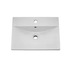 Emily Gloss White Floorstanding 2 Door Vanity Unit, Thin-Edged Basin, Brushed Brass Handles & Overflow