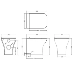 Emily L Shaped Shower Bath Suite with Rimless Back to Wall Toilet & 1700mm Bath