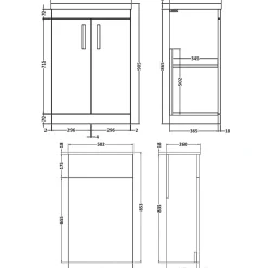 Emily 1100mm Combination Bathroom Toilet & 2 Door Sink Unit - Hacienda Black