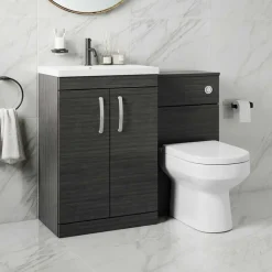 Emily 1100mm Combination Bathroom Toilet & 2 Door Sink Unit - Hacienda Black