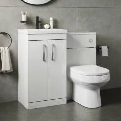 Emily 1000mm Combination Bathroom Toilet & 2 Door Sink Unit - Gloss White