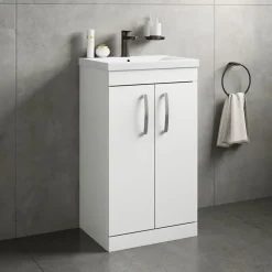 Emily 1000mm Combination Bathroom Toilet & 2 Door Sink Unit - Gloss White