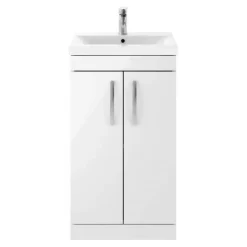 Emily 1000mm Combination Bathroom Toilet & 2 Door Sink Unit - Gloss White