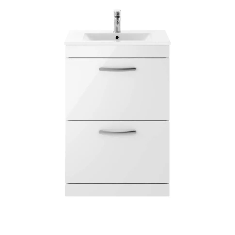 Emily 1100mm Combination Bathroom Toilet & 2 Drawer Sink Unit - Gloss White