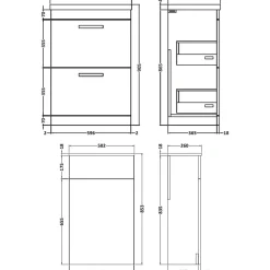 Emily 1100mm Combination Bathroom Toilet & 2 Drawer Sink Unit - Gloss White
