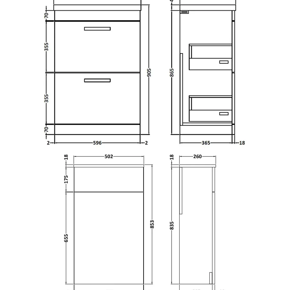Emily 1100mm Combination Bathroom Toilet & 2 Drawer Sink Unit - Gloss White