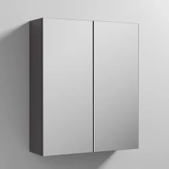 Emily 600mm Double Door Mirror Cabinet - Gloss Grey