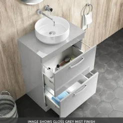 Emily 600mm Floorstanding 2 Drawer Vanity Unit and Countertop