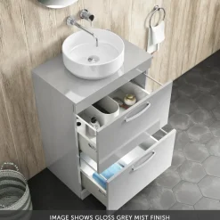 Emily 600mm Floorstanding 2 Drawer Vanity Unit and Countertop