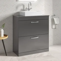 Emily 800mm Floorstanding 2 Drawer Vanity Unit and Countertop